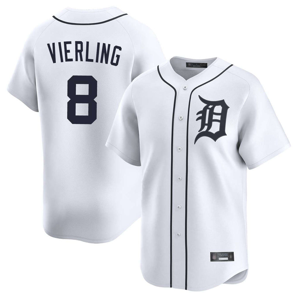 D.Tigers #8 Matt Vierling Player White Home Limited Hdoa Stitched Jerseys