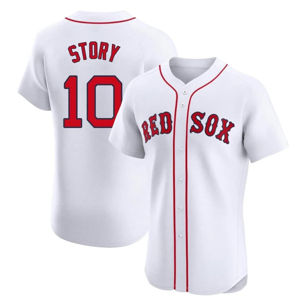 B.Red Sox #10 Trevor Story Player White Limited Elite Home Game Hdoa Stitched Jerseys
