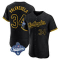 LA.Dodgers #34 Fernando Valenzuela Player Black World Series Meet Snake Skin City Limited Elite Home Hdoa Stitched Jerseys