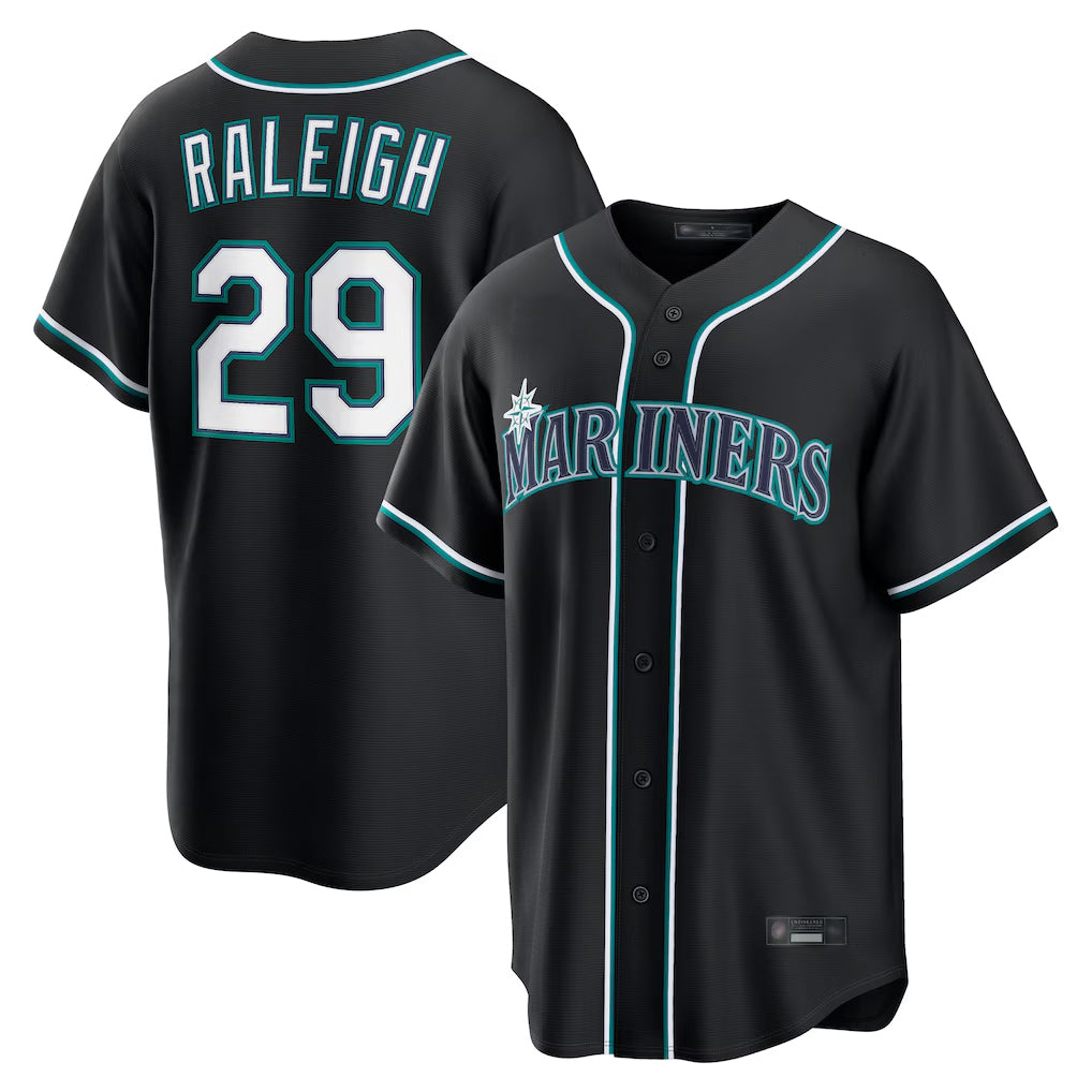 S.Mariners #29 Cal Raleigh Player Black Fashion Home Limited Hdoa Stitched Jerseys