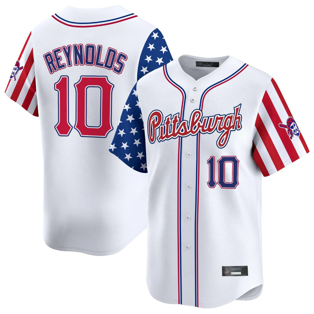 P.Pirates #10 Bryan Reynolds Player White 2025 Independence Day Vapor Premier Limited Hdoa Stitched Jerseys