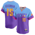 C.Rockies #15 Hunter Goodman Player Purple-Light Blue City Connect Limited Home T-shirt Hdoa Stitched Jerseys
