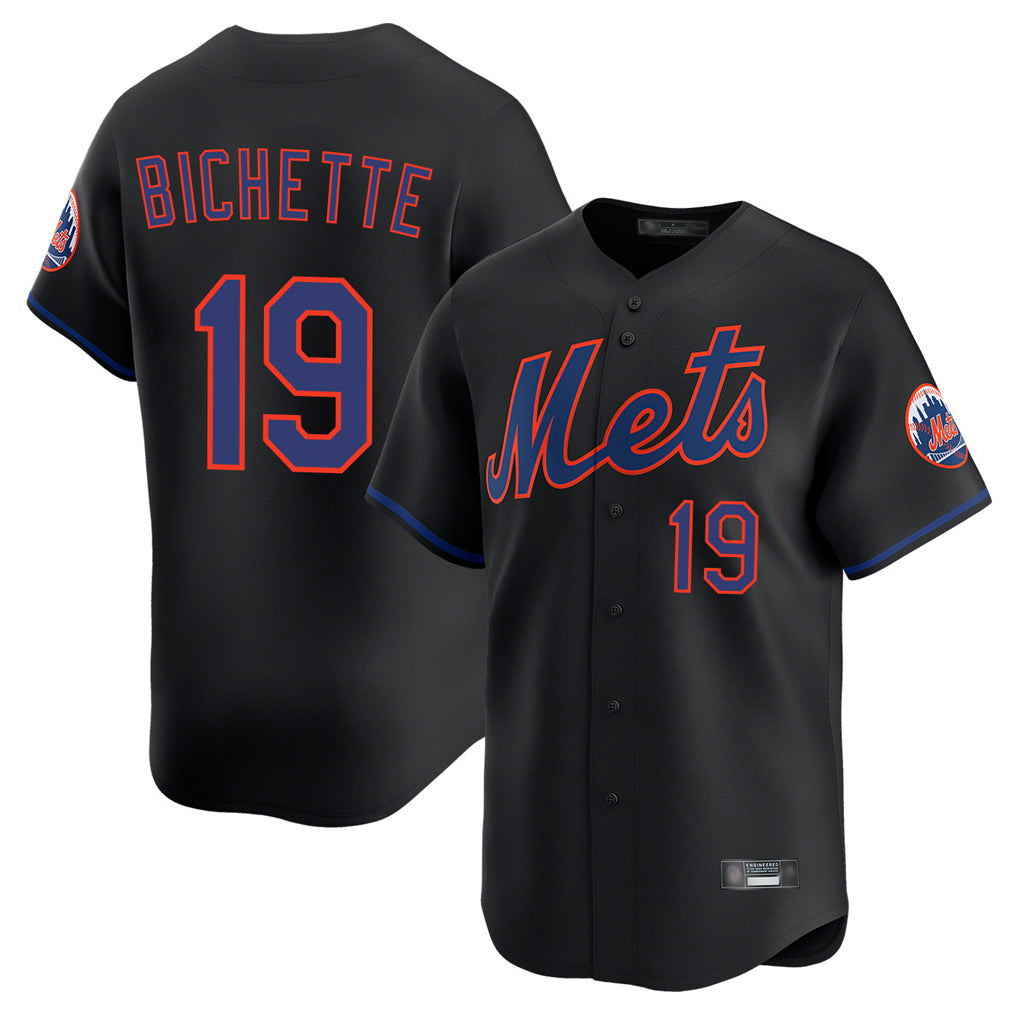 NY.Mets #19 Bo Bichette Player Black Alternate Home Limited Hdoa Stitched Jerseys