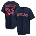 C.Guardians #24 Triston McKenzie Player Navy Game Home Hdoa Stitched Jerseys