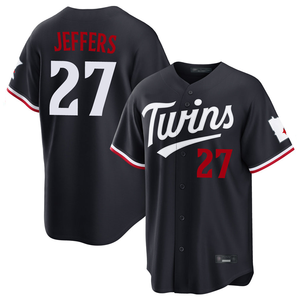 M.Twins #27 Ryan Jeffers Player Navy Home Game Hdoa Stitched Jerseys