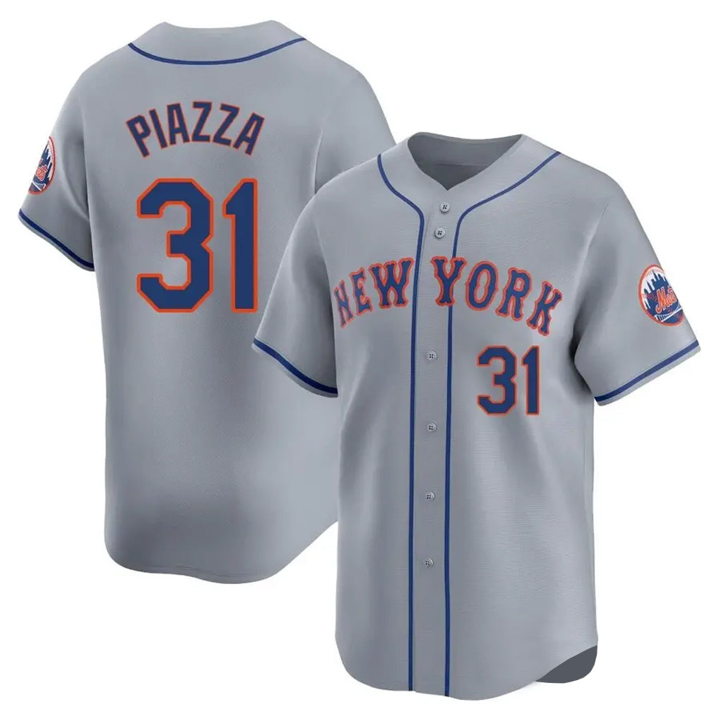 NY.Mets #31 Mike Piazza Player Gray Road Limited Home Hdoa Stitched Jerseys
