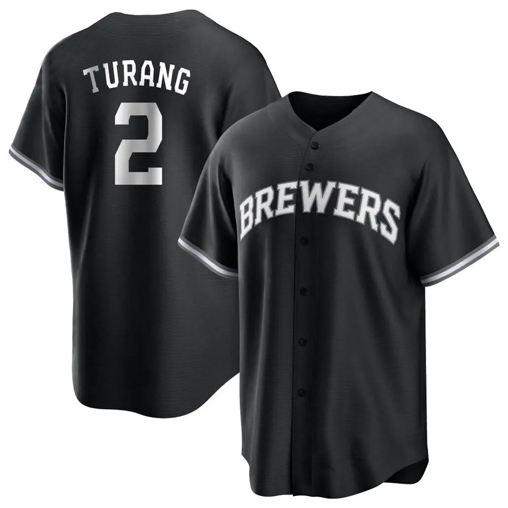 M.Brewers #2 Brice Turang Player Black Game Home Hdoa Stitched Jerseys