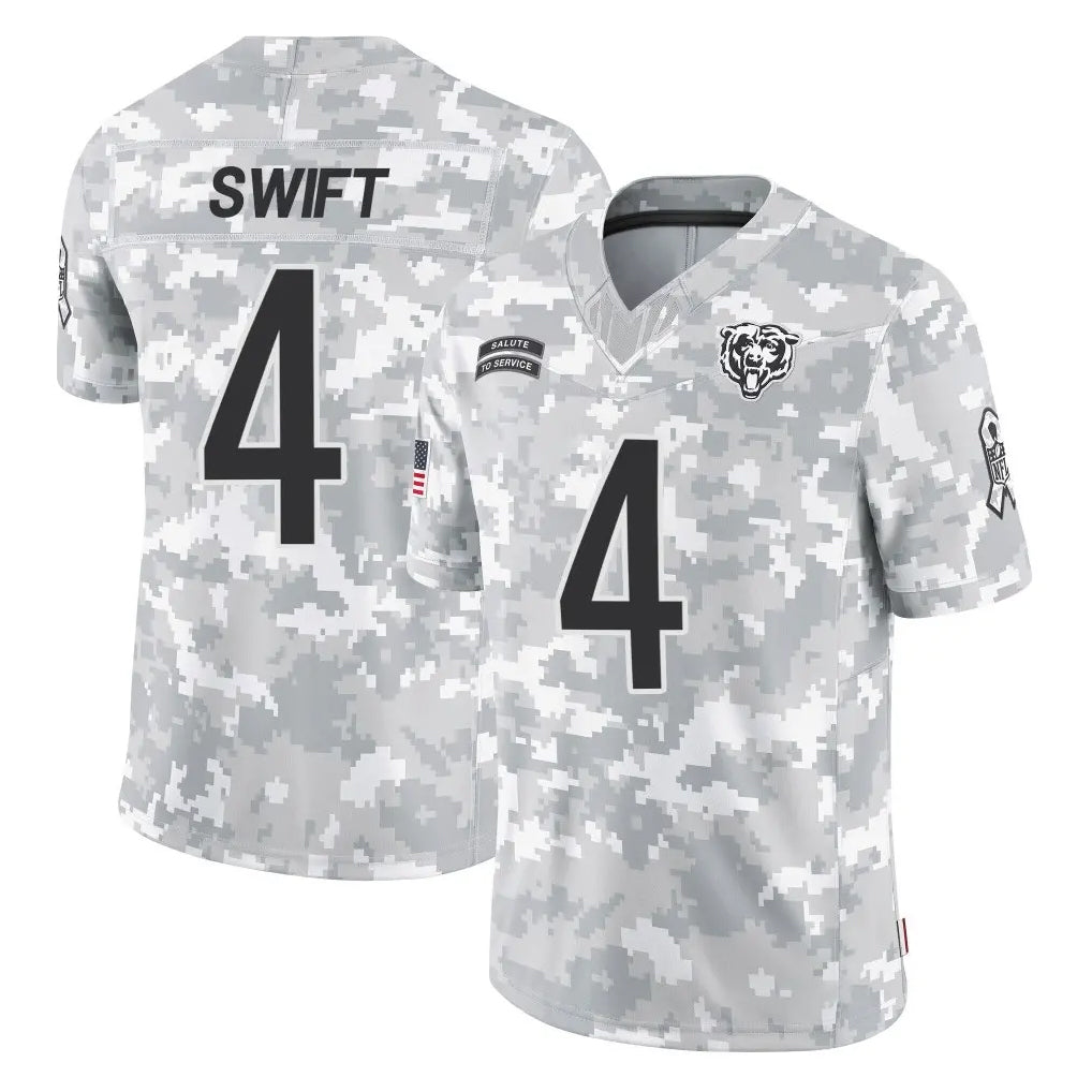 C.Bears #4 D'Andre Swift Player Arctic Camo Salute to Service Limited Hdoa Stitched Jerseys