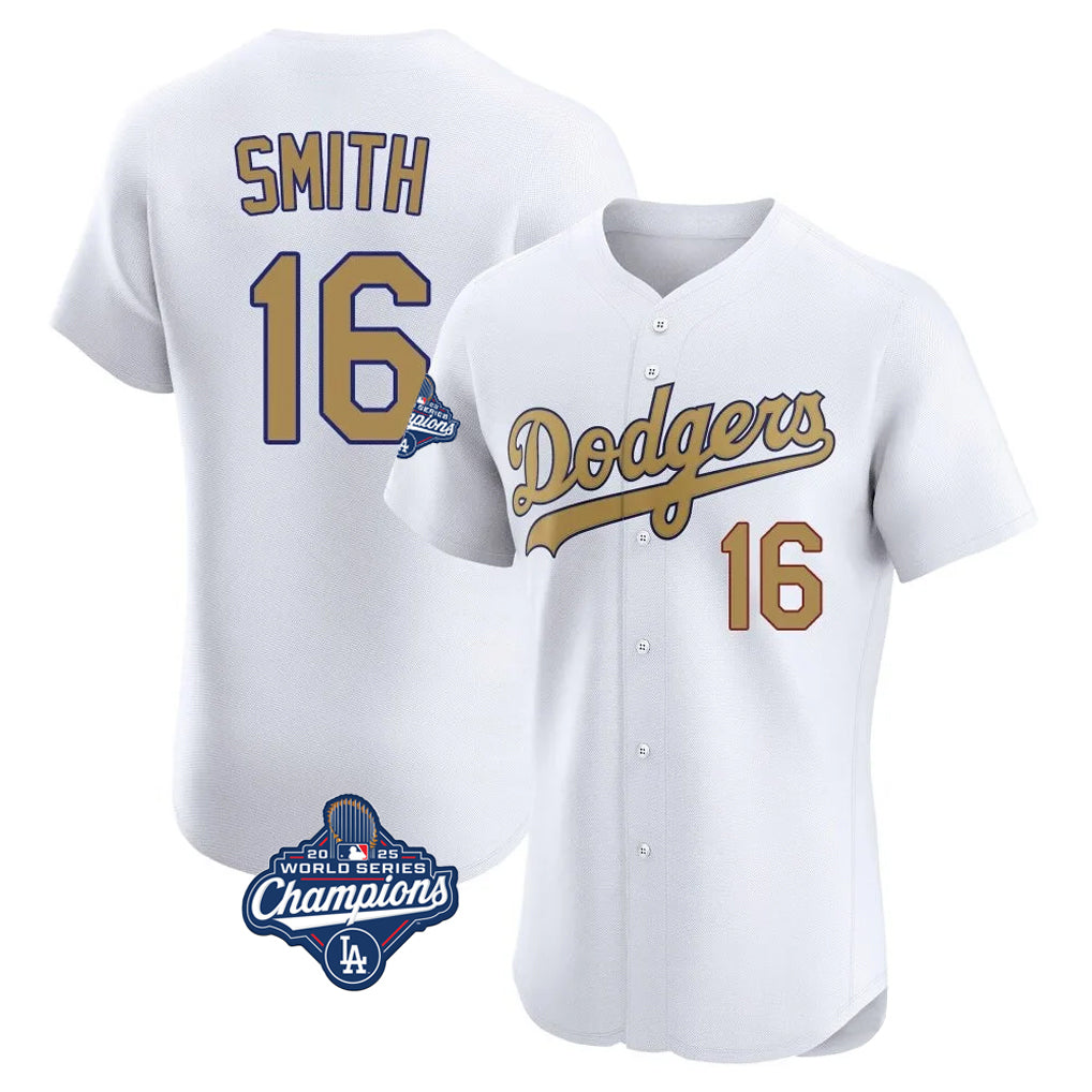 LA.Dodgers #16 Will Smith Player Gold World Series Meet Limited Elite Home Hdoa Stitched Jerseys