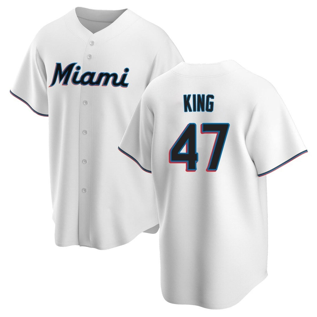M.Marlins #47 John King Player White  Home Game Hdoa Stitched Jerseys