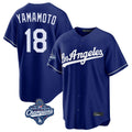 LA.Dodgers #18 Yoshinobu Yamamoto Player Royal World Series Meet Game Hdoa Stitched Jerseys