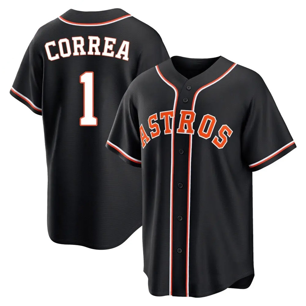 H.Astros #1 Carlos Correa Player Black Fashion Out Home Game Hdoa Stitched Jerseys