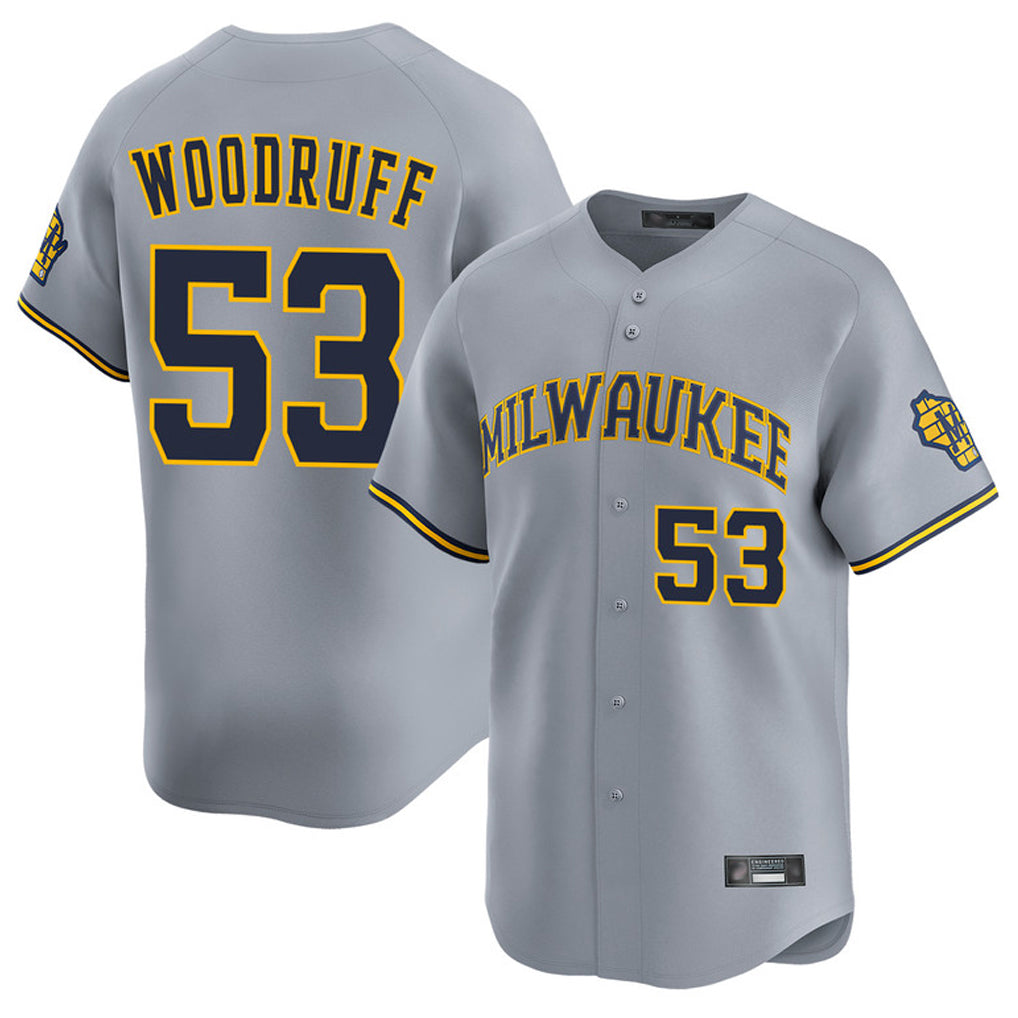 M.Brewers #53 Brandon Woodruff Player Gray Home Limited Hdoa Stitched Jerseys