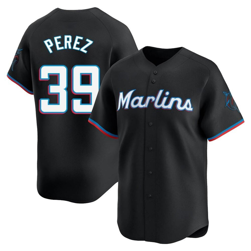 M.Marlins #39 Eury Perez Player Black  Home Limited Hdoa Stitched Jerseys