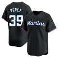 M.Marlins #39 Eury Perez Player Black  Home Limited Hdoa Stitched Jerseys