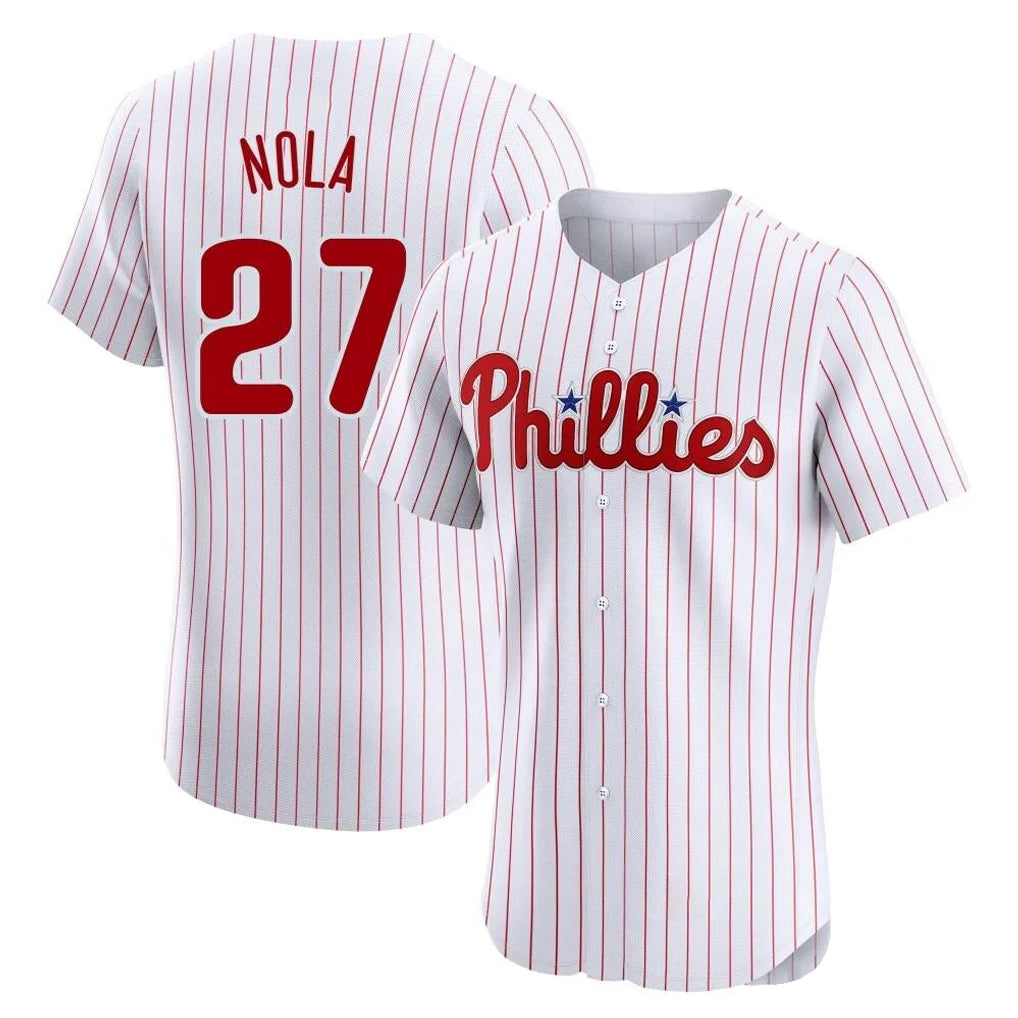P.Phillies #27 Aaron Nola Player White Home Limited Elite Hdoa Stitched Jerseys