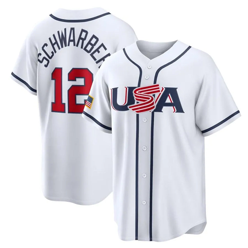 P.Phillies #12 Kyle Schwarber Player White USA World Classic Game Limited Hdoa Stitched Jerseys