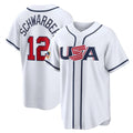 P.Phillies #12 Kyle Schwarber Player White USA World Classic Game Limited Hdoa Stitched Jerseys