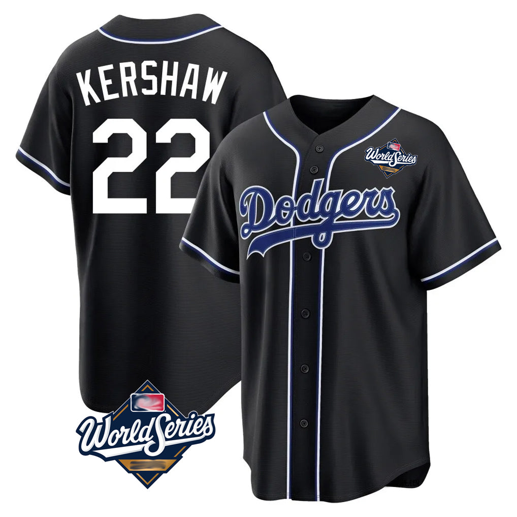 LA.Dodgers #22 Clayton Kershaw Player Black World Series Carbon Limited Home Hdoa Stitched Jerseys