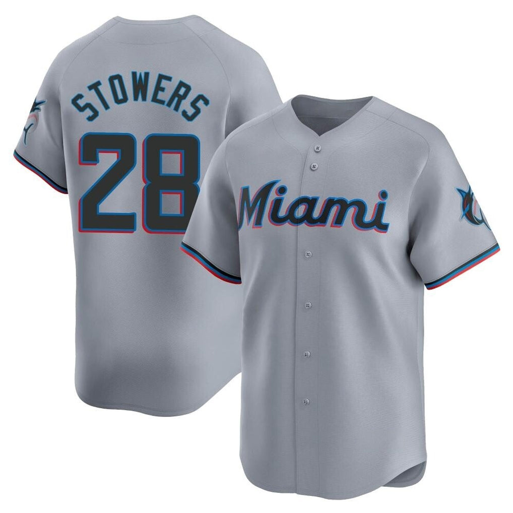 M.Marlins #28 Kyle Stowers Player Gray Home Limited Hdoa Stitched Jerseys