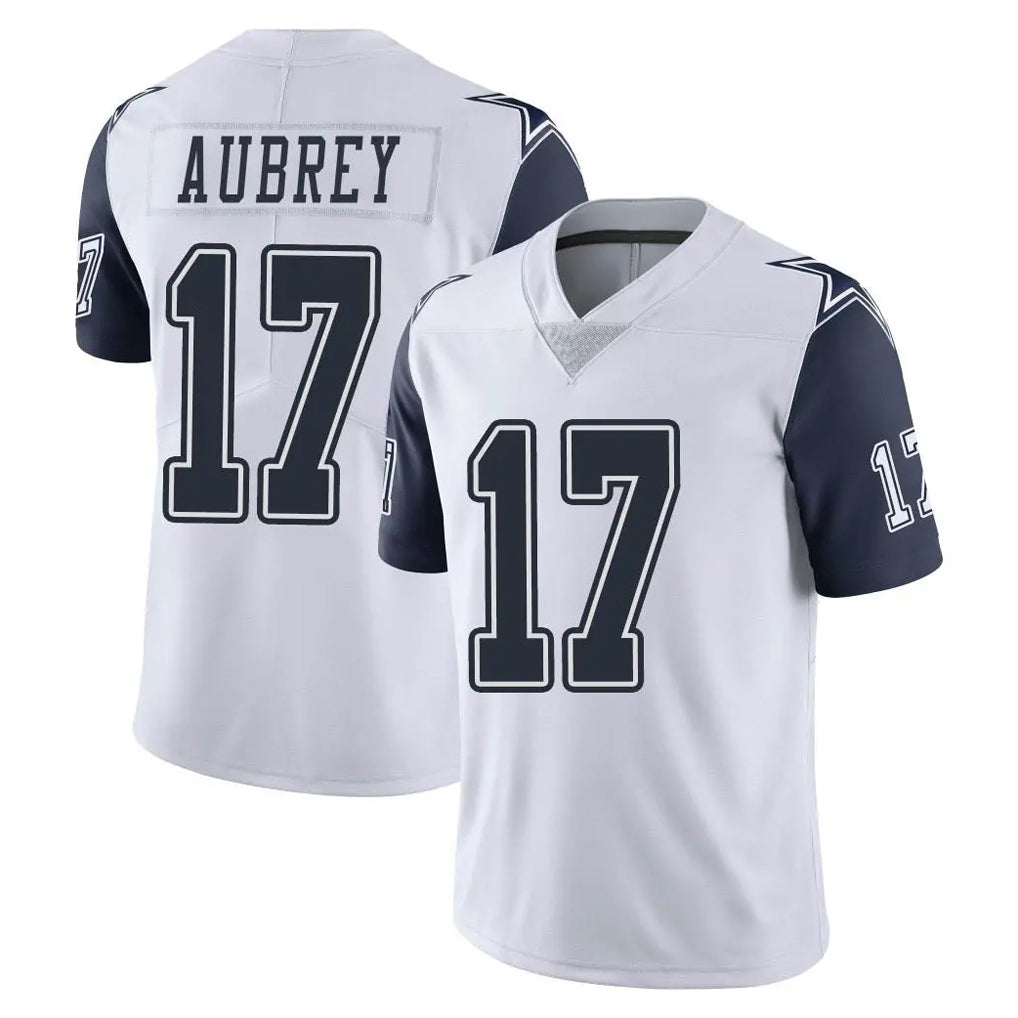 D.Cowboys #17 Brandon Aubrey Player White-Navy Limited Color Rush Vapor Untouchable Home Game Hdoa Stitched Jerseys