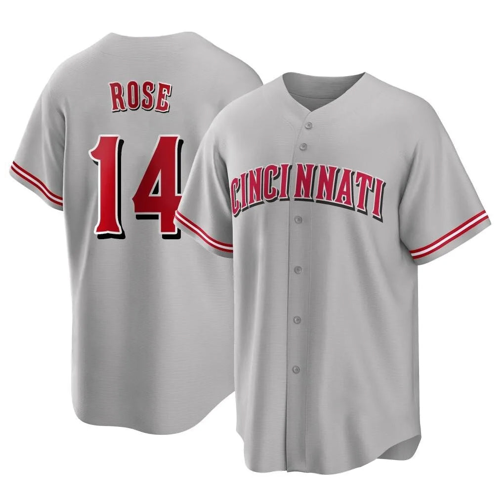 C.Reds #14 Pete Rose Player Gray Home Game Hdoa Stitched Jerseys