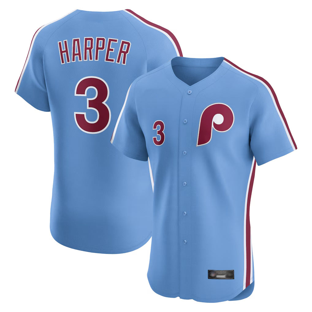 P.Phillies #3 Bryce Harper Player Light Blue Home Limited Elite Hdoa Stitched Jerseys