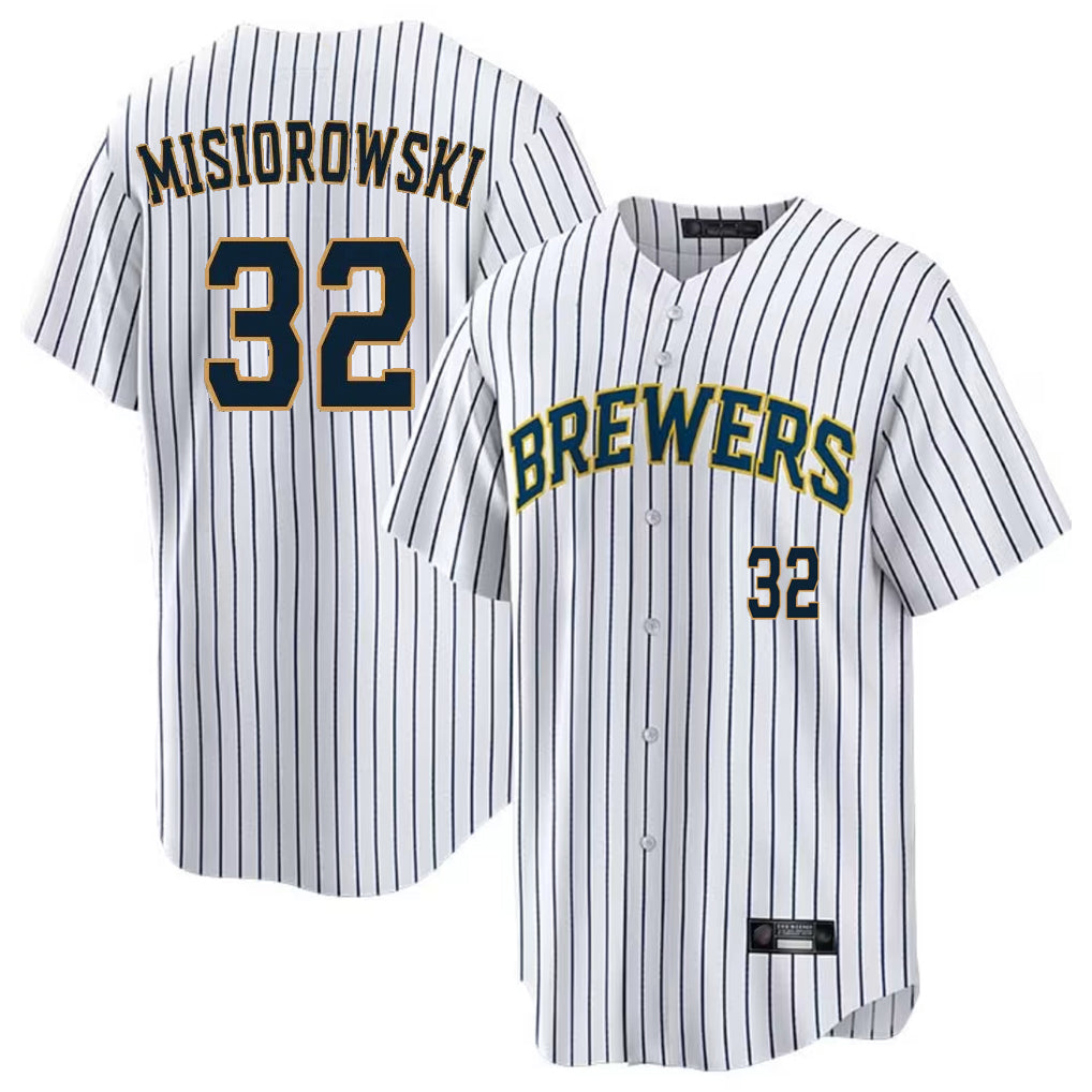 M.Brewers #32 Jacob Misiorowski Player White Stripes Limited Game Home Hdoa Stitched Jerseys