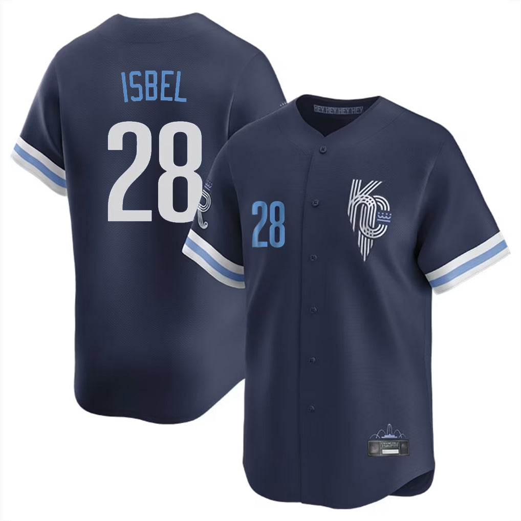 KC.Royals #28 Kyle Isbel Player Navy City Connect Limited Home Hdoa Stitched Jerseys