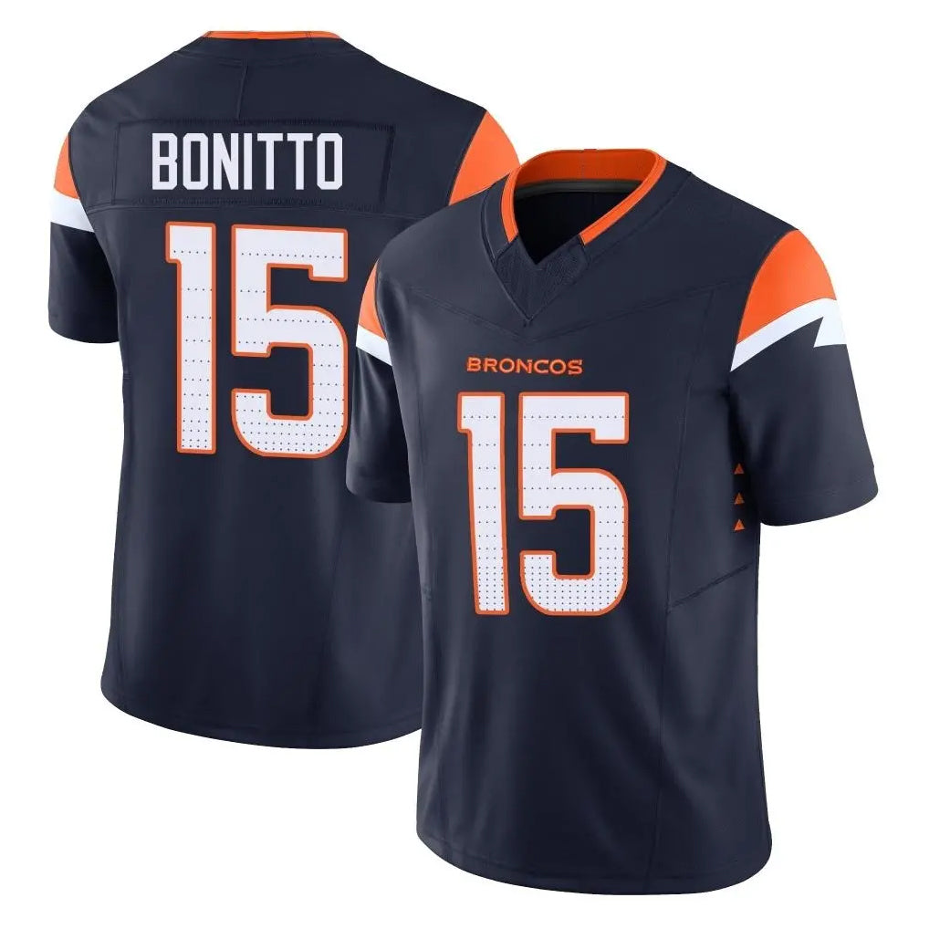 D.Broncos #15 Nik Bonitto Player Navy Limited Vapor F.U.S.E. Home Game Hdoa Stitched Jerseys