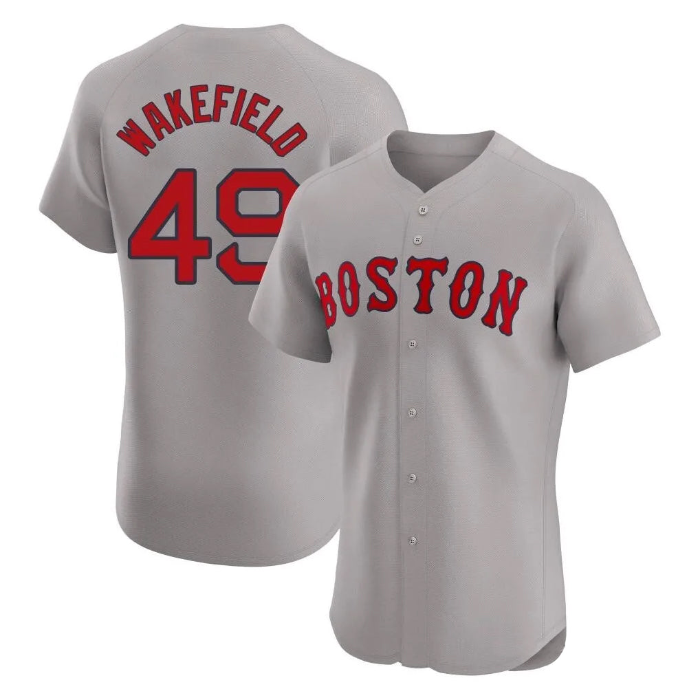 B.Red Sox #49 Tim Wakefield Player Gray Road Limited Elite Home Game Hdoa Stitched Jerseys