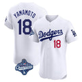LA.Dodgers #18 Yoshinobu Yamamoto Player White World Series Meet Limited Elite Home Hdoa Stitched Jerseys