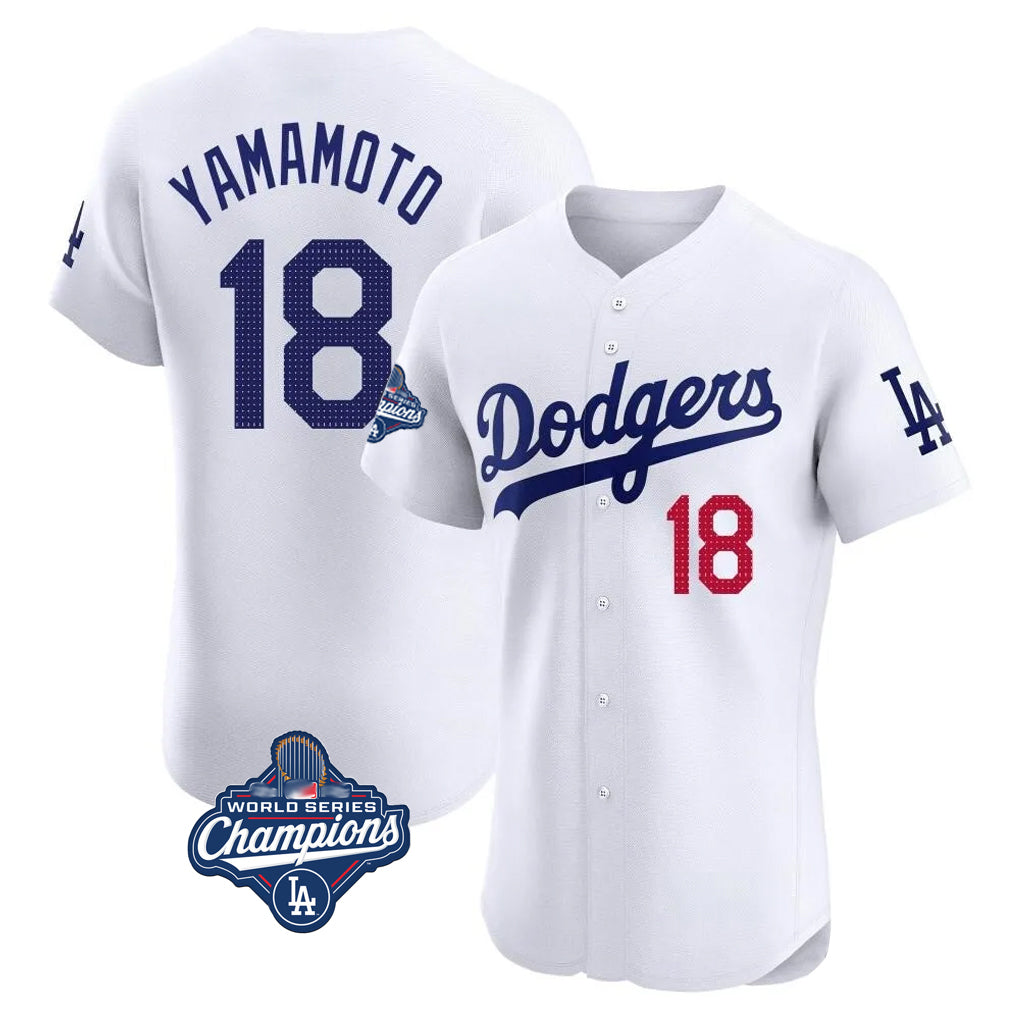 LA.Dodgers #18 Yoshinobu Yamamoto Player White World Series Meet Limited Elite Home Hdoa Stitched Jerseys