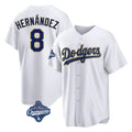 LA.Dodgers #8 Enrique Hern¨¢ndez Player Gold White World Series Meet 2026 Collection Stadium Game Hdoa Stitched Jerseys