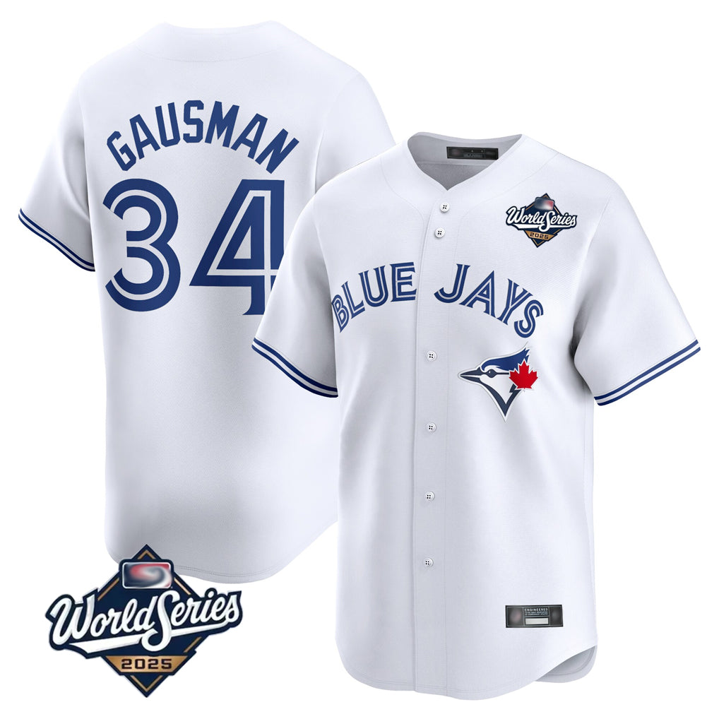 T.Blue Jays #34 Kevin Gausman Player White 2025 World Series Home Limited Hdoa Stitched Jerseys