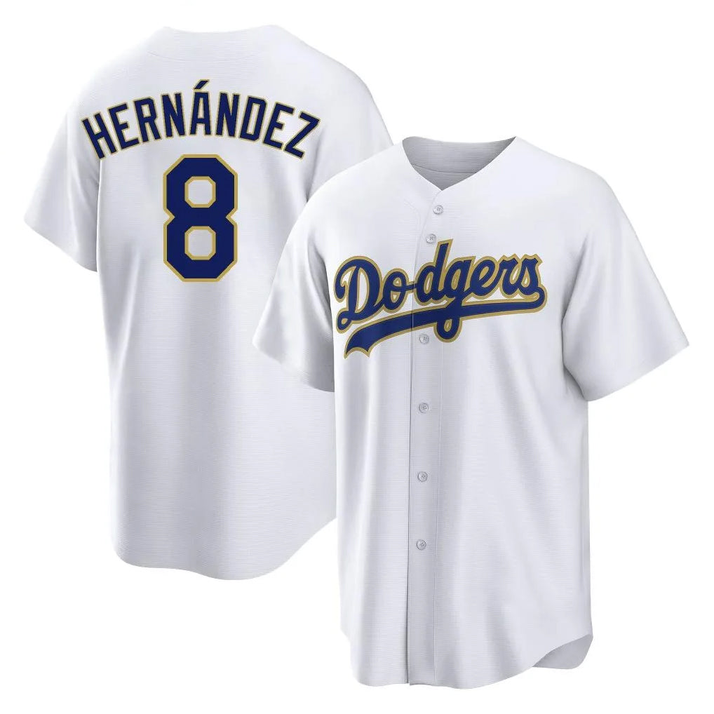 LA.Dodgers #8 Enrique Hern¨¢ndez Player Gold White 2026 Collection Stadium Game Hdoa Stitched Jerseys