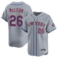 NY.Mets #26 Nolan McLean Player Gray Road Limited Home Hdoa Stitched Jerseys