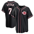 C.Reds #7 Spencer Steer Player Black Fashion Out Home Game Hdoa Stitched Jerseys