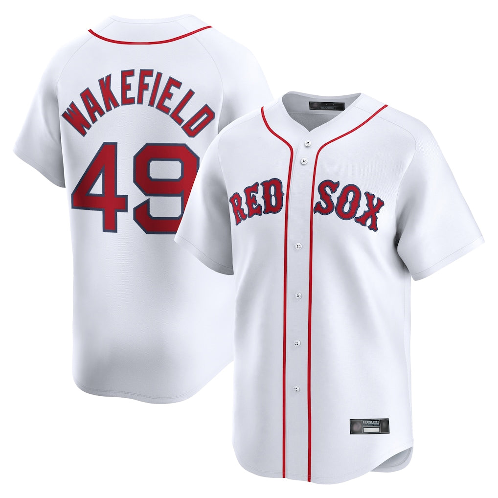 B.Red Sox #49 Tim Wakefield Player White Limited Home Game Hdoa Stitched Jerseys