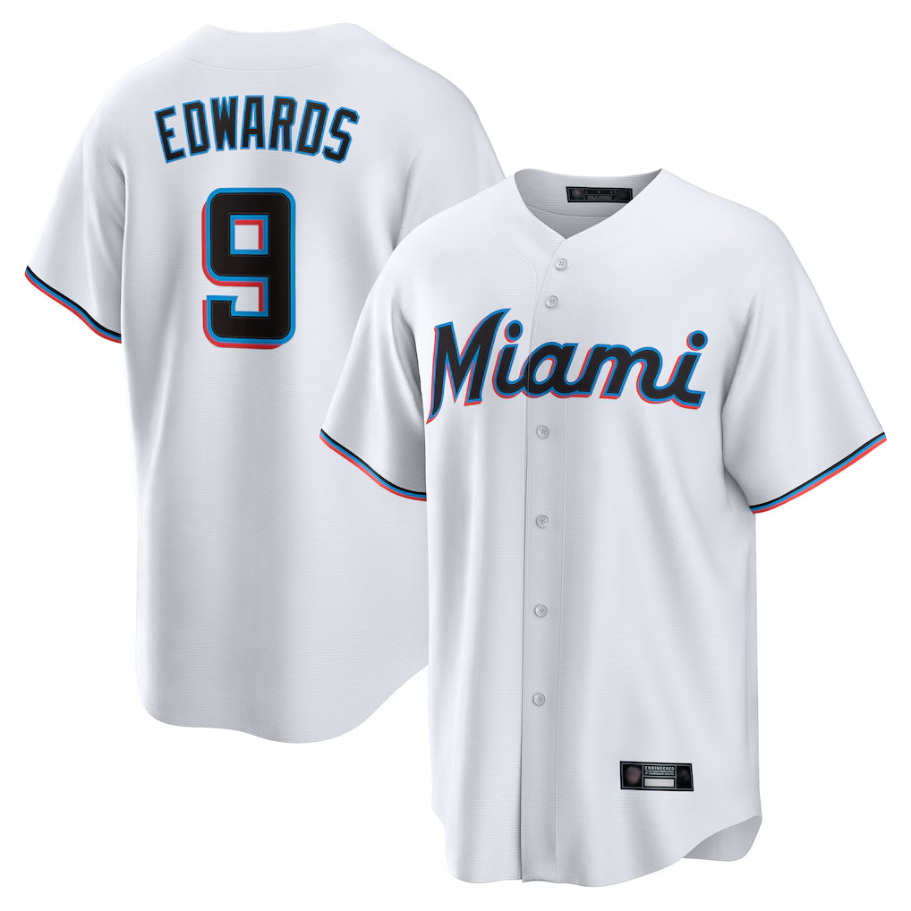 M.Marlins #9 Xavier Edwards Player White  Home Game Hdoa Stitched Jerseys