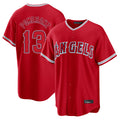 LA.Angels #13 Drew Pomeranz Player Red Home Game Hdoa Stitched Jerseys
