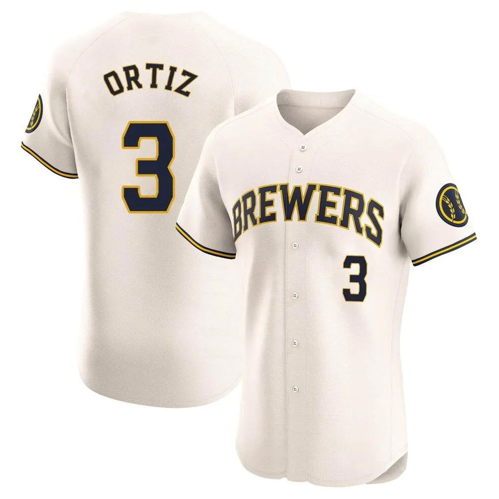 M.Brewers #3 Joey Ortiz Player Cream Home Limited Elite Hdoa Stitched Jerseys