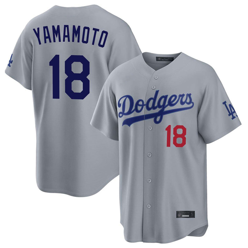 LA.Dodgers #18 Yoshinobu Yamamoto Player Gray Game Home Hdoa Stitched Jerseys