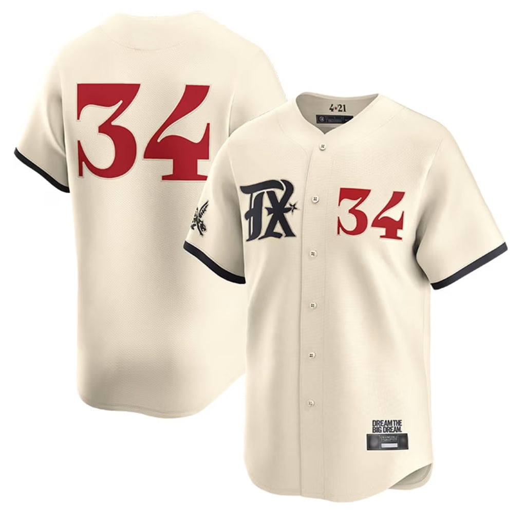 T.Rangers #34 Nolan Ryan Player Cream City Connect Limited Cream Hdoa Stitched Jerseys