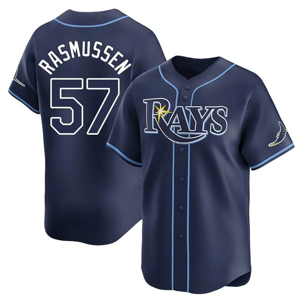 T.Bay Rays #57 Drew Rasmussen Player Navy Home Limited Hdoa Stitched Jerseys