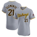 P.Pirates #21 Roberto Clemente Player Gray Road Home Limited Elite Hdoa Stitched Jerseys