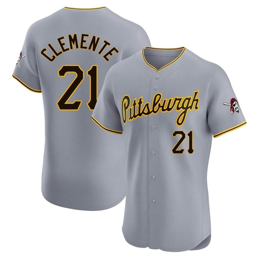 P.Pirates #21 Roberto Clemente Player Gray Road Home Limited Elite Hdoa Stitched Jerseys