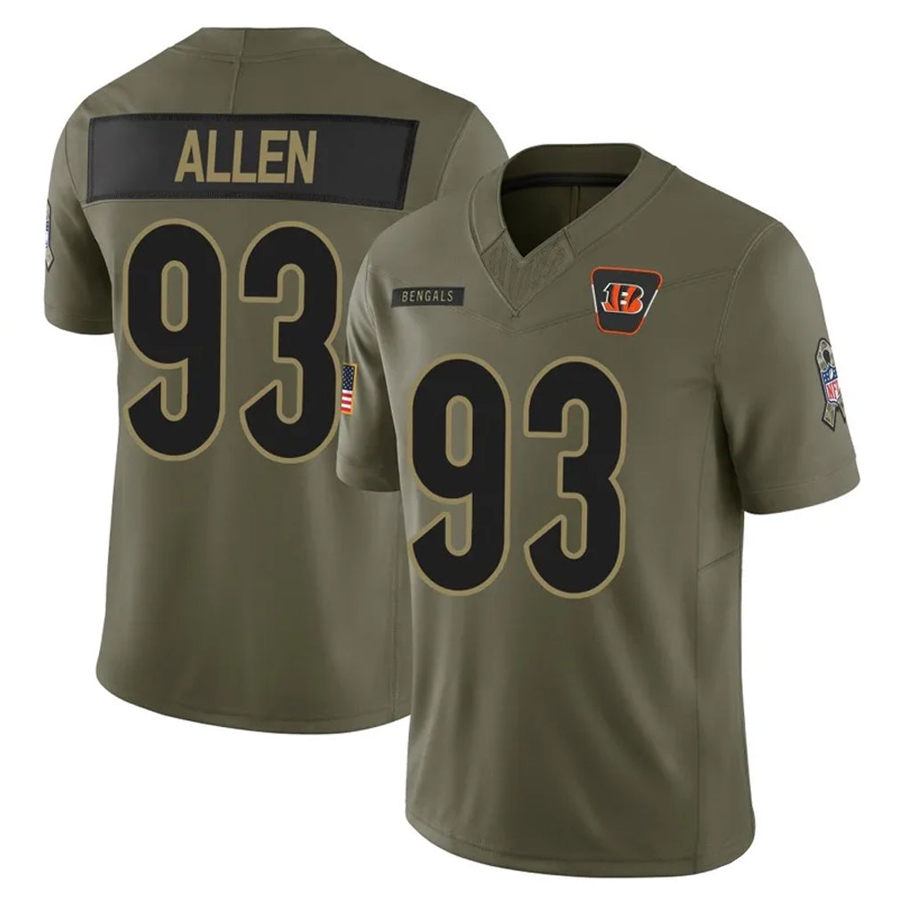 C.Bengals #93 Jonathan Allen Player Olive Salute to Service Limited Home Game Hdoa Stitched Jerseys