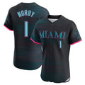 M.Marlins #1 Connor Norby Player Black City Connect Home Limited Elite Hdoa Stitched Jerseys
