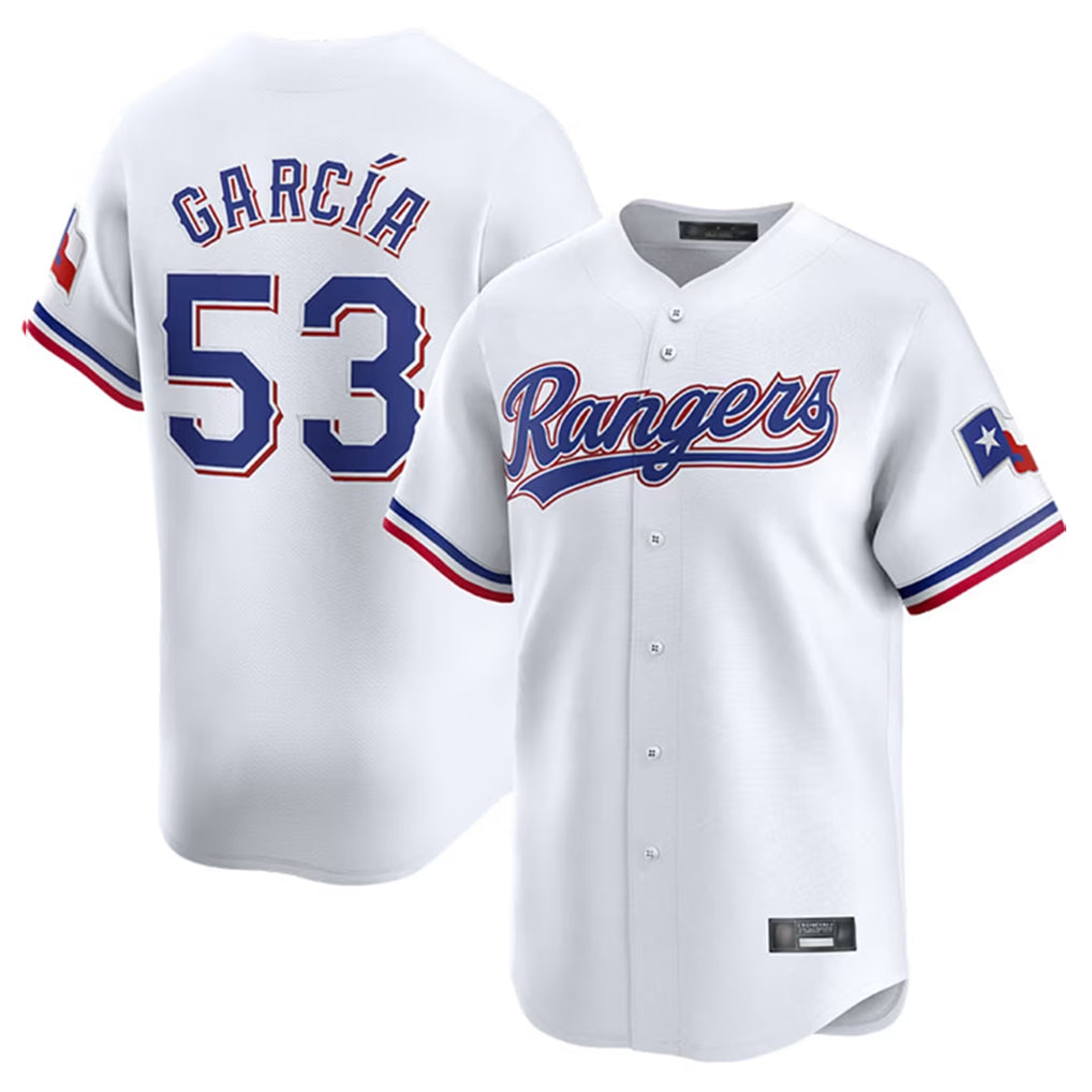 T.Rangers #53 Adolis Garcia Player White Home Limited Hdoa Stitched Jerseys